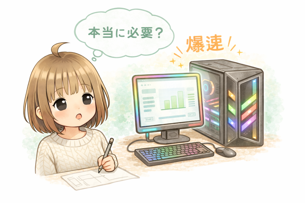 在宅CADでは、PCだけでなく作業机やモニターなどの環境づくりも大切です。