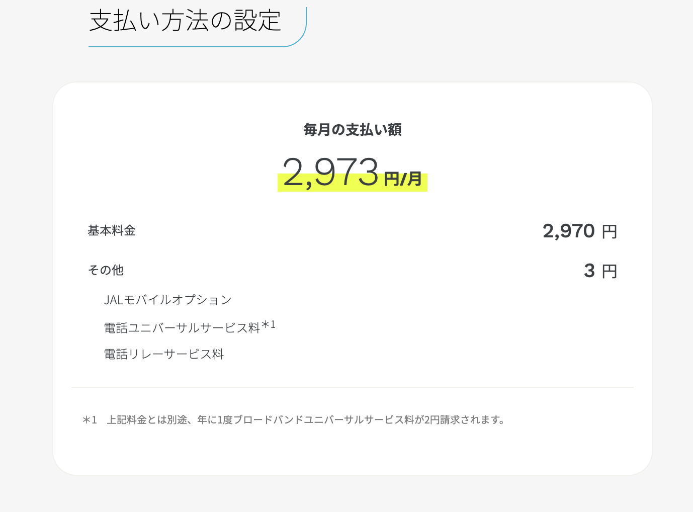 支払い金額の確認画面